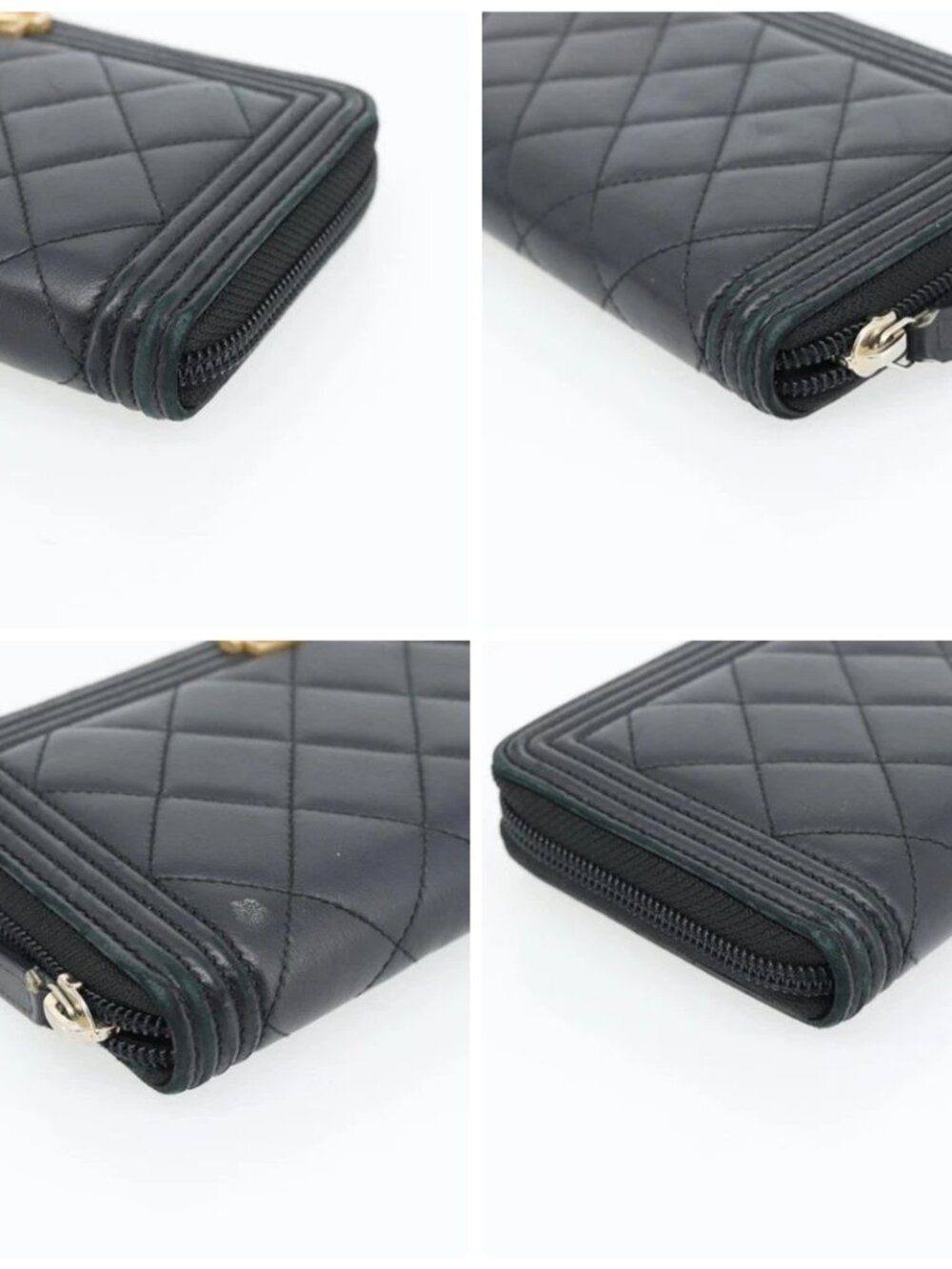 CHANEL Boy Chanel Long Wallet Lamb Skin Black Gold CC Auth 181946V - Picture 16 of 16